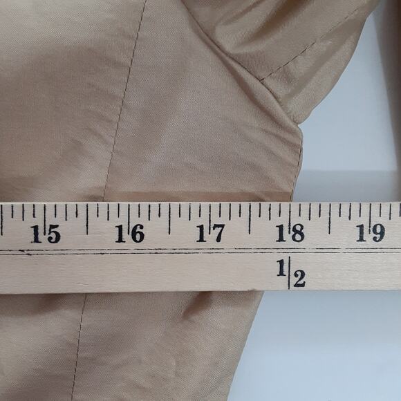 Vintage 1980s 100% Silk Peacoat Sand Tan Coat Long Blazer Jacket Quiet Luxury - Picture 12 of 15